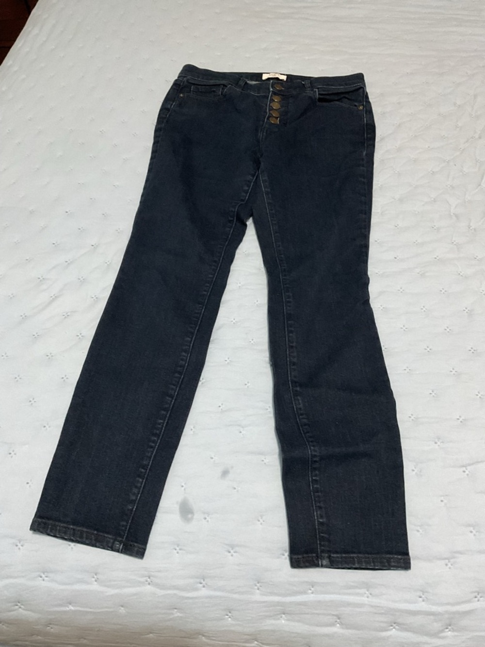 LOFT Women's Dark Navy Straight-Leg Jeans with Button-Fly